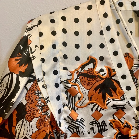 Vintage Bronze Black & White blouse with tassles - Picture 2 of 6